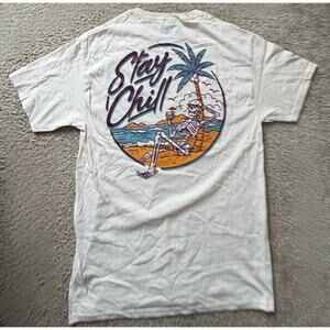 Tree Hugger Stay Chill Beige Casual T-shirt Men's Size Small New